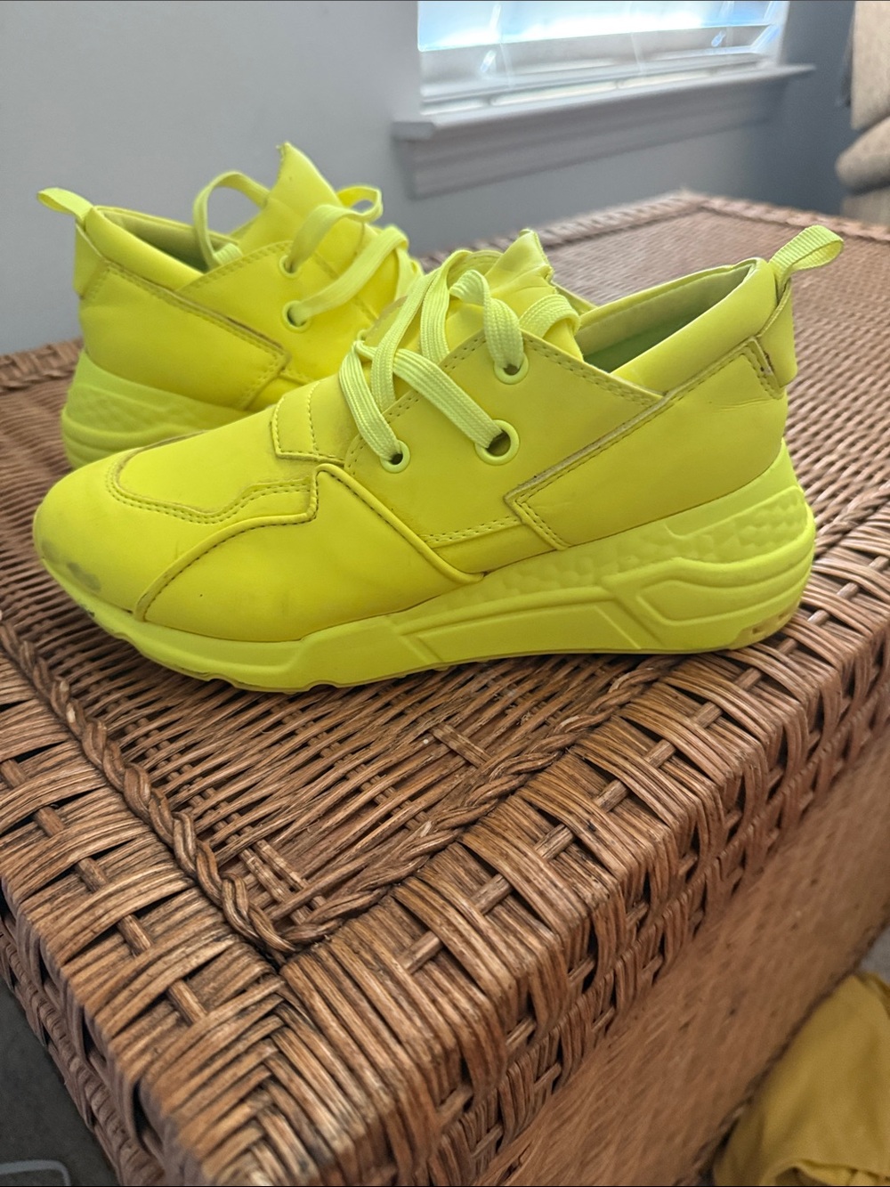Steve Madden Bright Neon Yellow Lace-Up Sneakers